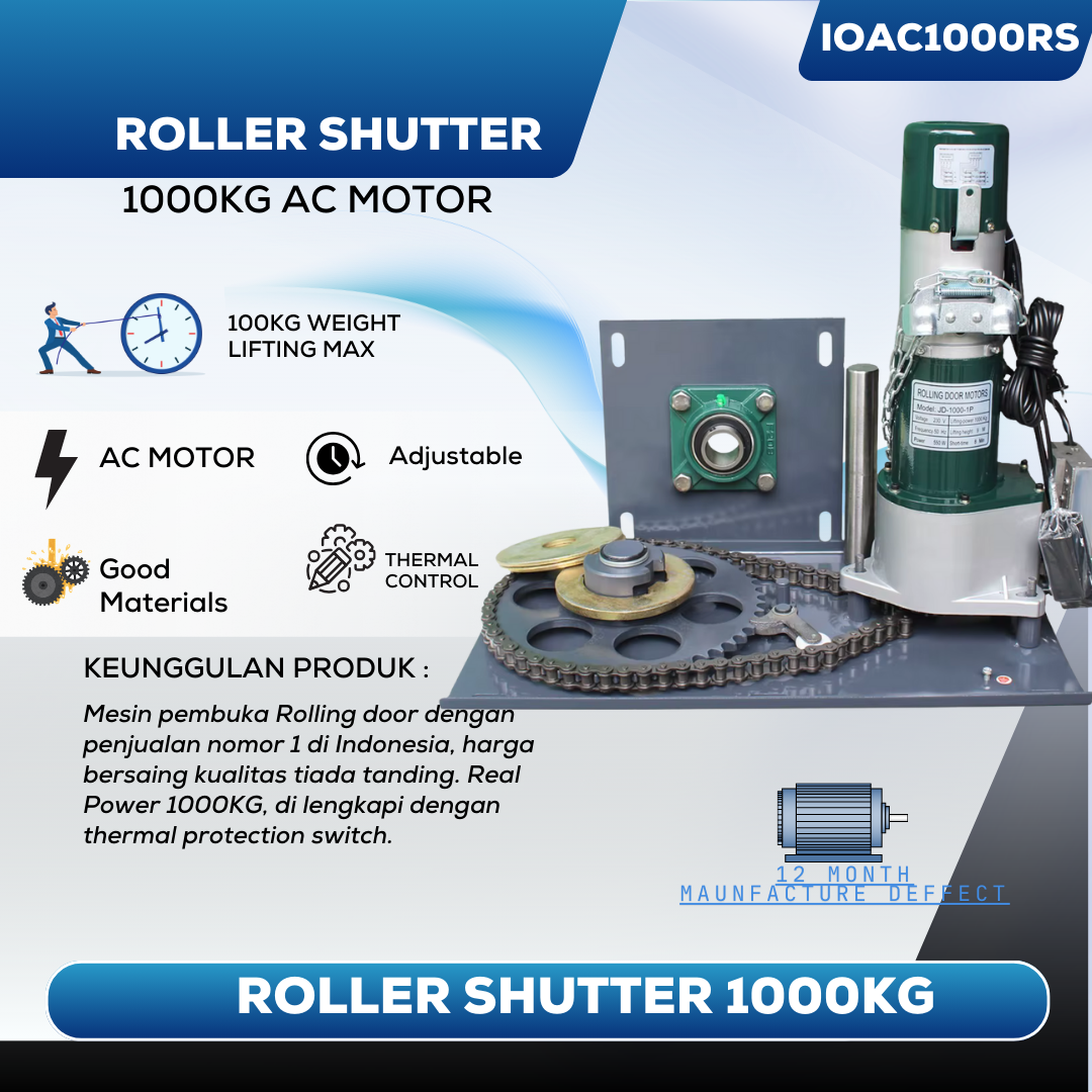 	 Rolling Door Otomatis IOAC 1000KG AC Motor